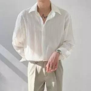 [셀러에이드]남성 가을 루즈핏 긴팔 셔츠 세로 스트라이프 2컬러