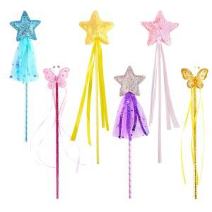 여자 공주 의상 롤플레이 생일 파티를 위한 반발론 6 PCS 프린세스 지팡이 마법 요정 드레스업 키트