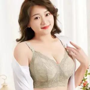 레이스브라 여성 빅사이즈 언더웨어 노와이어 이중 밴딩 브라 앞후크