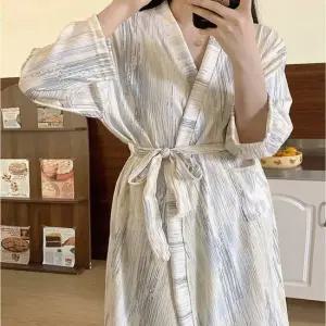 여성샤워가운 샤워가운 로브 목욕가운 여성용 부들 홈웨어 목욕가운여름
