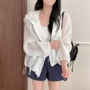 여자 캐주얼 데일리 도트 패턴 간절기 후드집업