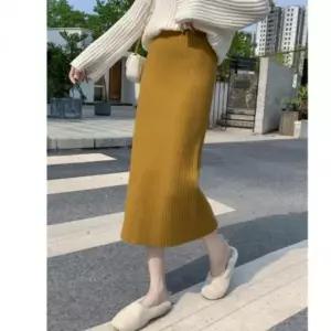 휴가룩 골지 롱스커트 니트 여자 하늘 스커트