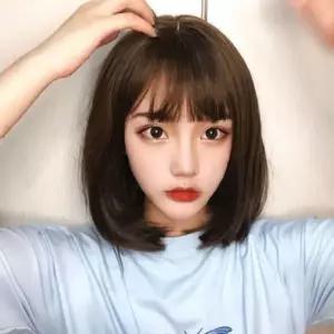 일자 앞머리 단발가발 여자 통가발 자연스러운 가발