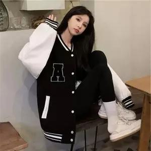 [하프클럽/셀럽하우스]레터링 여성 캐주얼 야구점퍼 베이직 블루종