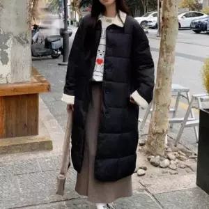 여성야상점퍼 탈부착 카라 롱패딩 점퍼 보온유지 히든버튼 아우터