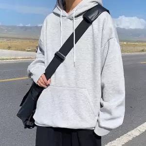 10대 20대 남자 루즈핏 스타일 무지 기모 후드 티셔츠