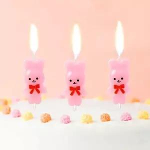PL 콤팩트 생일초 해피니스 리본토끼 생일초 3개입 x 3세트(핑크) No42