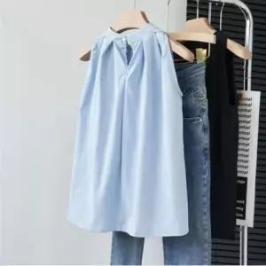 여성 여름 홀터넥 민소매 셔링 나시 블라우 반팔스