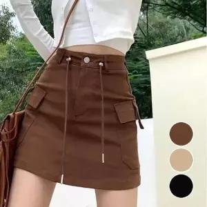 트랜디한 사이드포켓 캐주얼 카고 미니스커 미디트