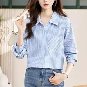 아무 여성 데일리 스트라이프 긴팔 셔츠 1P 가을 정장