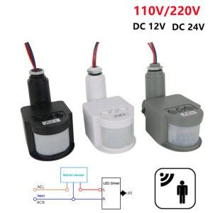 12V 모션 센서 220V 110V PIR 운동 감지기 자동 적외선 마운트 타이머 야외 24V LED 전등 스위치