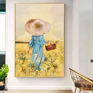꽃밭의 그림액자 소녀 명화 80x120cm