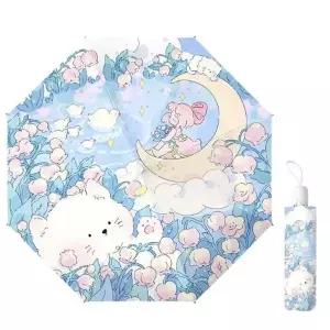달과 소녀 우산 자동 3단 튼튼한 양우산 자 5단우산