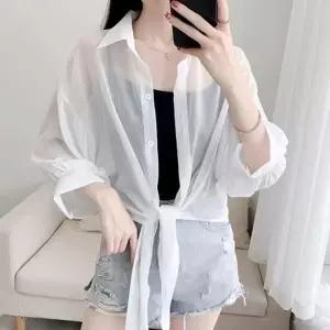 데일리 여성 쉬폰 소재 여리여리 아무 셔츠 남방 여자