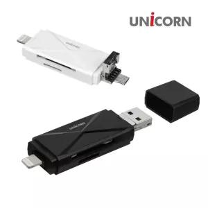 유니콘 XC-1000A IOS8핀+USB+5핀 OTG 멀티 카드 리더기/핸드폰/스마트폰/휴대폰/데이터/마이크로/SD/핸폰