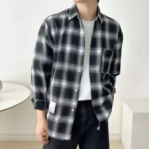 남성 루즈핏 체크 긴팔 셔츠 오버핏 캐주얼 남방 가을 데일리룩