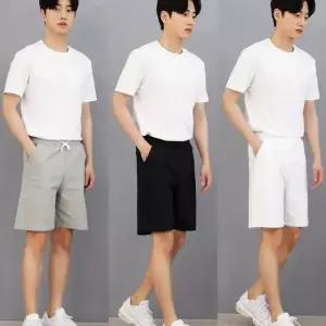 [RIZPICK]남성 린넨 혼방 반바지 여름 밴딩 팬츠 코튼 면 5부 바지