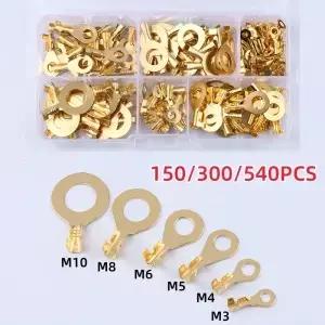 540/300/150PCS 링 러그 눈 구리 압착 단자 케이블 라운드 와이어 커넥터 비절연 분류 키트 도구
