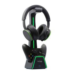 PS5 Xbox 시리즈 X 충전소용 틸티드 네이션 3 in 1 게임 헤드셋 컨트롤러 스탠드 - 플레이스테이션 Xbox 마그네틱 충전기가 있는 책상용 게임 컨트롤러 홀더 헤드폰 스탠드
