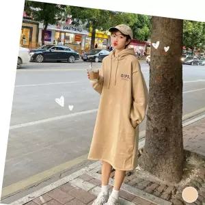 기모 여성 후드 캐주얼 일상룩 두툼 원피스 겨울 편한