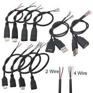 1PCS 2PIN 4PIN USB 유형 충전기 커넥터 연장 공급 라인 전원 케이블 장치 여성 남성 DIY 와이어 데이터