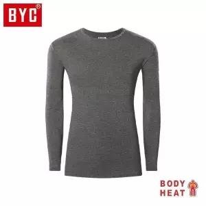 BYC 남성 보디히트 베이직 U넥 긴팔티 S0064 재색 (9325975A)