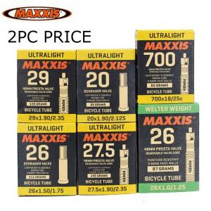 2pc 초경량 MAXXIS 자전거 내부 튜브 모든 크기 20 26 27.5 29 700C AV FV 찌르기 방지 MTB 도로 카메라 타