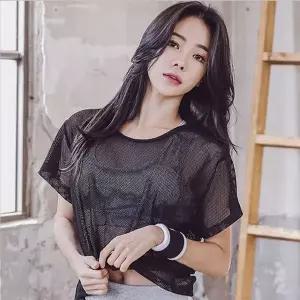 [하프클럽/셀럽하우스]메쉬 망사 레이어드티 여자크롭티 시스루티셔츠