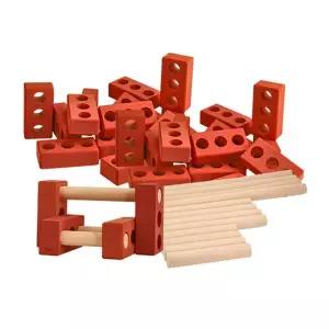 TK_캐스B 튼튼 빨간벽돌블럭2종80pcs+벽돌블럭커넥터12p 1816set 초등 유아 아동 아이들 어린이 장난감