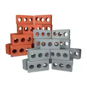 TK_캐스B 튼튼 벽돌블럭믹스2종 80pcs 2428set 빨간벽돌블럭+시멘트벽돌블럭 초등 유아 아동 아이들 어린이