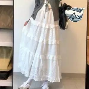 여름 플레어 롱스커트 고급 레이스 화이트 여성 여름스커트 여름치마 여성치마
