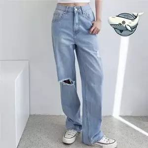 편안한 스타일 빅사이즈 데님 와이드 팬츠 찢청 여성청바지 여성데님팬츠 데님바지