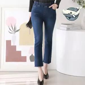 편안한 허리밴딩 8부 캐주얼 데님팬츠 밑단컷팅 여성청바지 여성데님팬츠 데님바지