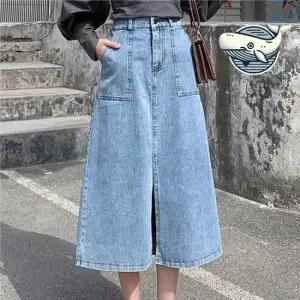 트렌디한 롱 데님스커트 편안한 캐주얼 스타일 여름스커트 여름청치마 청스커트 여름치마