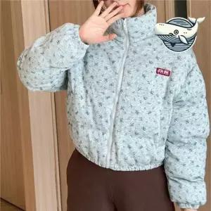 꽃무늬 따뜻한 크롭 패딩 겨울 아우터 트렌디 여성아우터 여성점퍼 캐주얼점퍼 학생점퍼