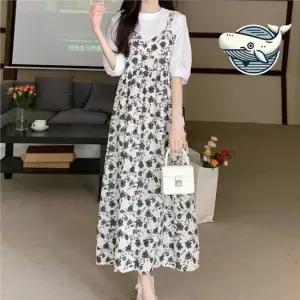 플라워 러플 스커트와 티셔츠 세트 여성 여름 여름원피스 반팔원피스 프릴원피스