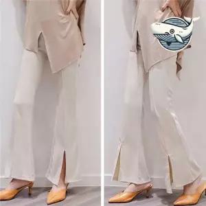 트렌디한 허리밴딩 나팔바지 오피스룩 슬림핏 여성슬랙스 여성편한바지 여자통바지