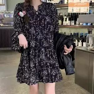 루즈핏 플라워패턴 미니원피스 스트링 캉캉원피스 플라워원피스 캉캉원피스 미니원피스