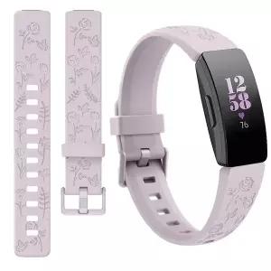 Fitbit pire/pire 2 밴드 스포츠 팔찌 pire HR Correa 용 소프트 TPU 꽃 새겨진 시계 스트랩