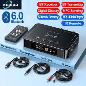 블루투스6.0 수신기 송신기 FM 스테레오 AUX 3.5mm TF U-디스크 RCA 광 무선 오디오 어댑터 리모컨 TV 차량