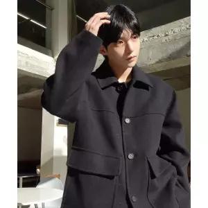 마인드브릿지 오정규 PICK오버핏 절개 변형 하프 코트 - 2color