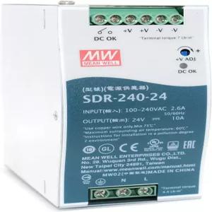 평균 우물 SDR-240-24 240W 10A 24VDC 단일 출력 DIN 철도 전원 공급 장치(SDR 시리즈 고효율 UL 508 승인)