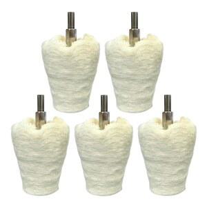 드릴용 5PCS 원뿔 모양의 흰색 플란넬렛 버핑 휠 1/4인치 손잡이가 있는 패드 면 연마 금속 알루미늄 스테인리스 스틸 크롬 주얼리 목재용 휠 모양 도구