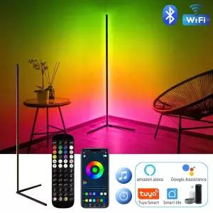거실 디 밍이 가능한 RGB 코너 플로어 램프 140cm 스탠드 스마트 APP LED 무드 라이트 침실 북유럽 홈 장식