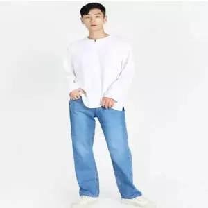 남성 긴팔 티셔츠 빅사이즈 트임 기본티