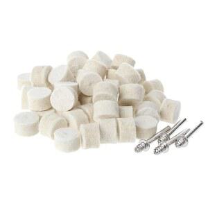 LUOKE 60PCS 울 펠트 연마 패드 드레멜 회전 도구에 적합한 4PCS 1/8인치 섕크 핏으로 버핑 휠 빠르게 교체