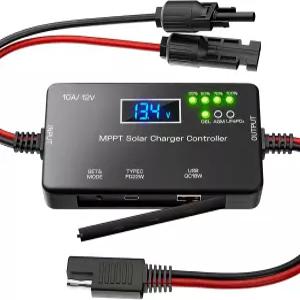 LCD 디스플레이 및 타입-C/USB 출력을 갖춘 MPPT 태양광 충전 컨트롤러 12V 10A LiFePO4 AGM 젤 배터리
