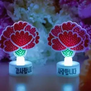 카네이션 보석십자수 무드등 만들기