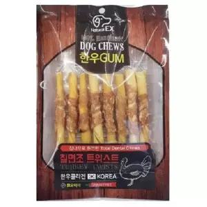 [반려] 칠면조 트위스트 간식 한우껌 강아지 네츄럴EX 8PX2개