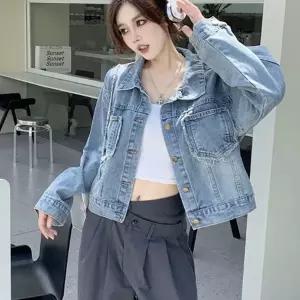 [하프클럽/셀럽하우스]가을 기본 포켓 루즈핏 데님 데일리 여자 청자켓